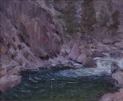 \'Poudre River Rocks\' 10x12 Oil on Linen
