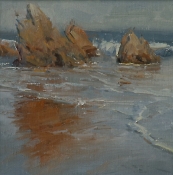 \'Reflections in the Surf\' 8x8 Oil on Linen