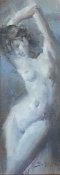 'Nude in Grays' 8x3 Oil on Linen