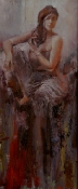 \'In Her Thoughts\' 24x10 Oil on Linen