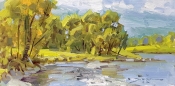 'Autumn River Bends' 4x8 Oil on Linen