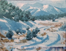 'A Snowy Drive' 6x8 Oil on Linen