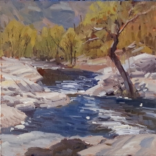 'Downstream Pools' 12x12 Oil on Linen