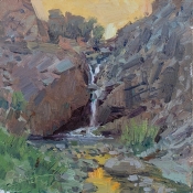 '09/18 Phantom Creek Falls' 6x6 Oil on Linen