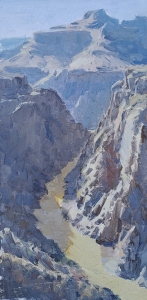 '14/18 Down River From Plateau Point' 12x6 Oil on Linen