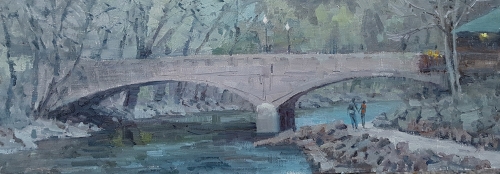 'An Evening River Walk' 6x18 Oil on Linen