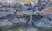 'Lower Pine Creek Falls' 6x9 Oil on Linen