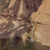 'Santa Paula Creek Falls' 8x8 Oil on Linen