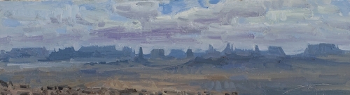 'Clouds Over Monument Valley' 4x16 Oil on Linen
