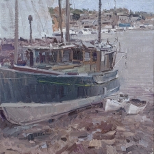 'Waiting For The Tide' 12x12 Oil On Linen