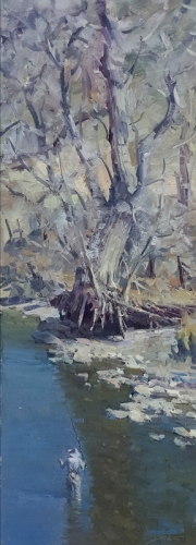 'Working The Banks' 36x12 Oil on Linen