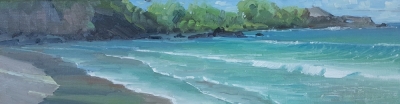 'Last Light At Koki Beach' 4x16 Oil on Linen