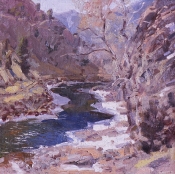\'Brown\'s Canyon River Bend\' 15x15 Oil on Linen