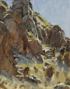 \'Cliffside Rock Garden\' 12x10 Oil on Linen