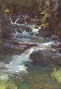 \'Morning Light on Needle Creek\' 12x8 Oil on Linen