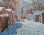 \'Snowy Alley\' 8x10 Oil on Linen