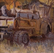 'Green Dumptruck' 6x6 Oil on LInen