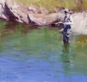 'A Line In The Water' 8x8 Oil on Linen