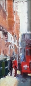 'Alley Workers' 8x3 Oil on Linen