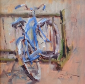'Bike Rack Lean' 5x5 Oil on Linen