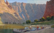 'Loading The Rafts' 30x50 Oil on Linen