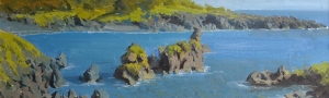 'Black Sand Beach Headlands' 8x24 Oil on Linen
