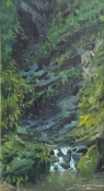 'Lush Canyon Trickle' 12x6 Oil on Linen
