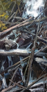 'Through Fallen Flood Debris' 24x12 Oil on Linen