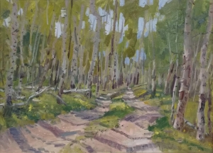 'Two Track Through The Aspens' 18x24 Oil on Linen