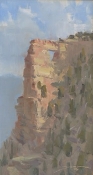 'Storms Behind Angels Window' 12x6 Oil on linen