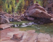 'Creekside Boulders' 8x10 Oil on Linen