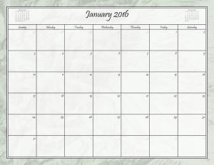 2016Calendar Month Layout Look