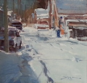 'Snowy Alley' 8x8 Oil on Linen