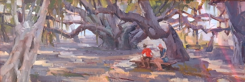 'Under The Banyan Tree' 8x24 Oil on Linen