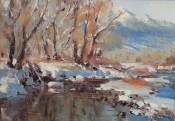'Winter Cottonwoods' 8x12 Oil on Linen